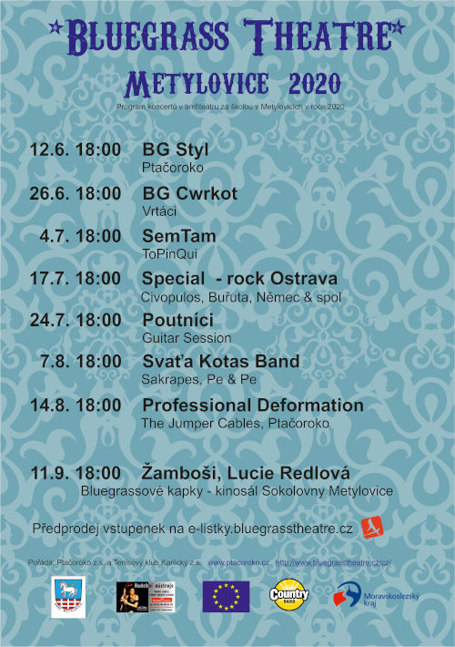 Program Bluegrass Theatre Metylovice 2020