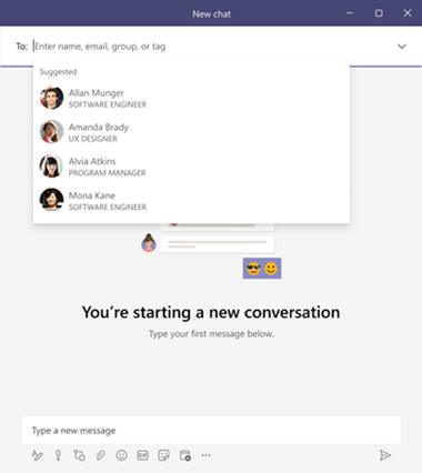 Recommended people when creating a new message