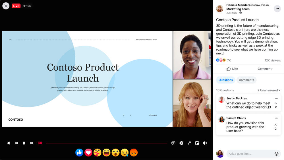 Live stream Teams meetings and webinars to Meta Workplace Live