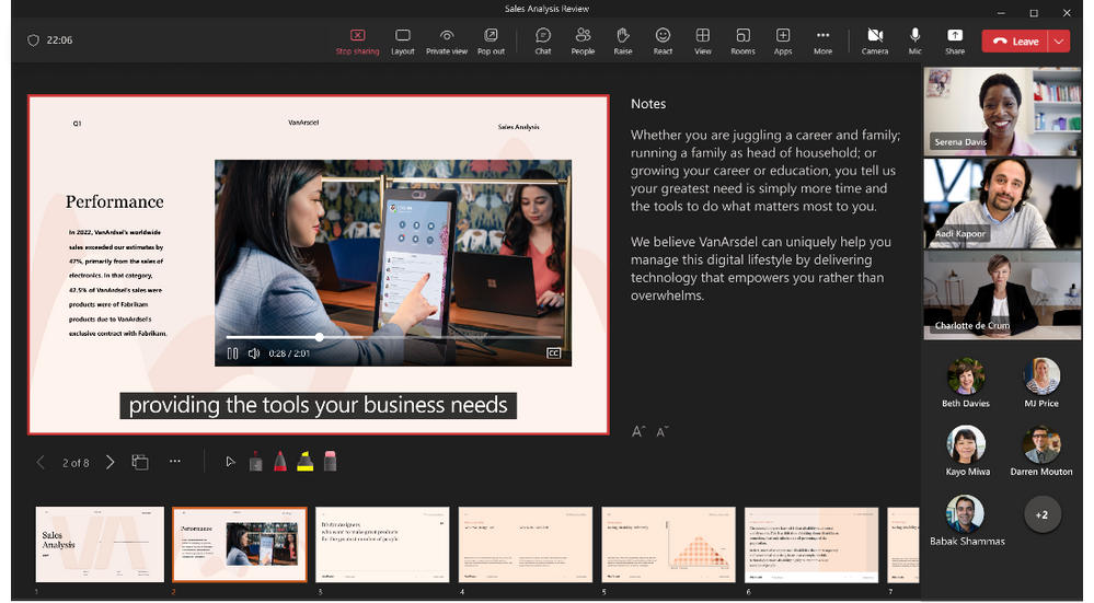 Video Closed Captions in PowerPoint Live Teams